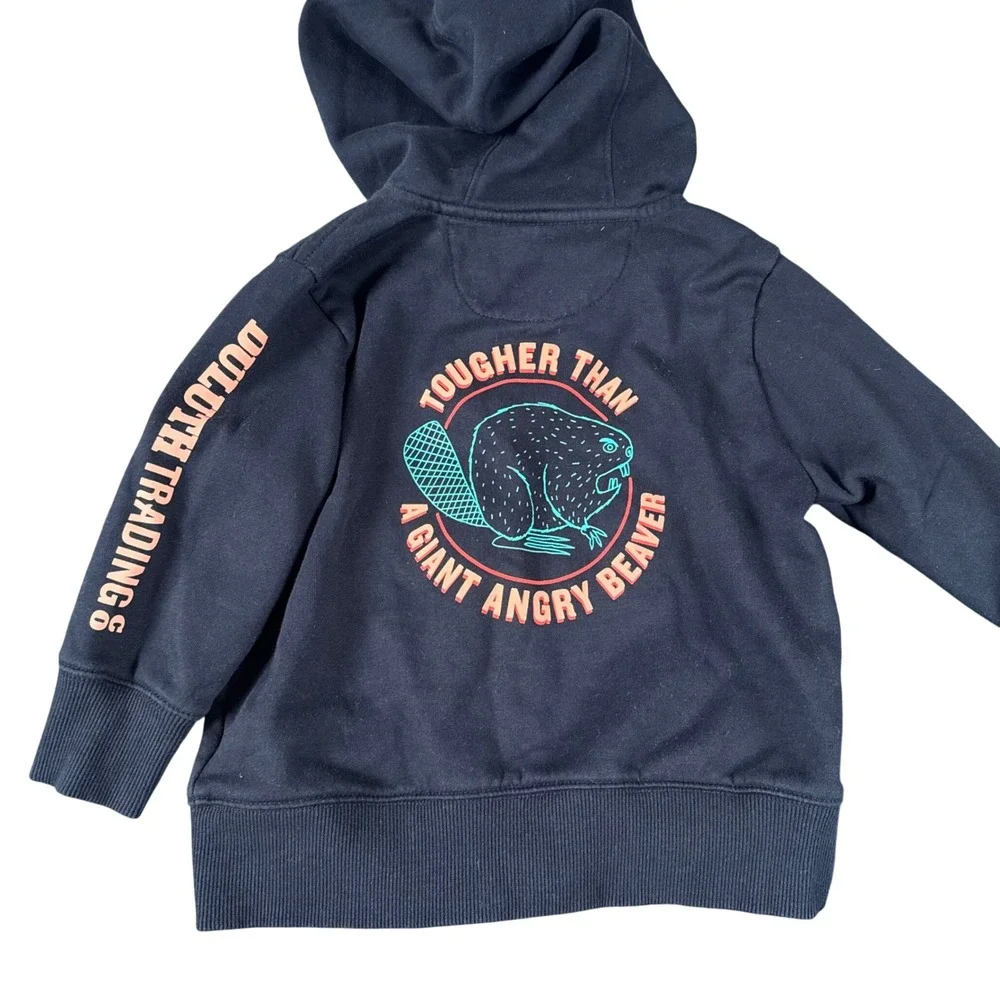 Duluth Trading Co Toddler Boys 3pc Set Hoodie‎ Tee Beanie Black Brown 2T 3T